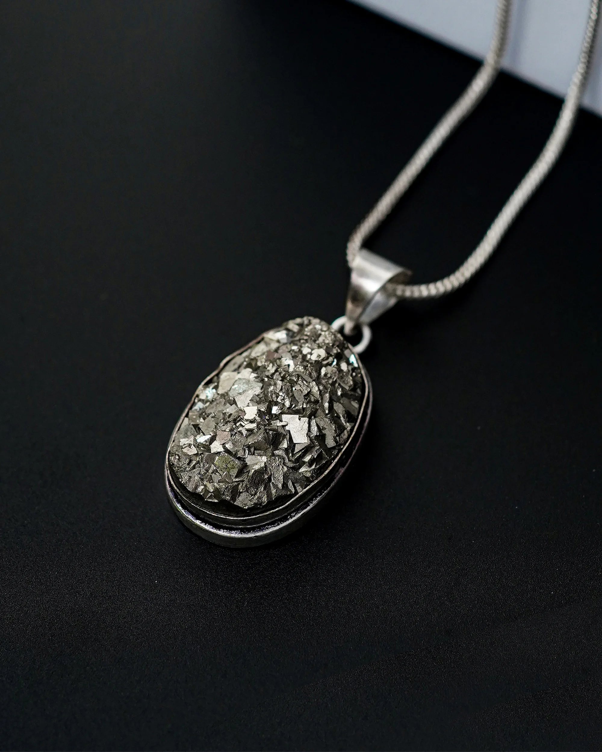 Oval Pyrite Pendant - Jaipur Crystal Gems